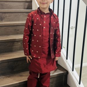 Boys Resham Riwaaz - Maroon - Image 1