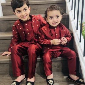 Boys Resham Riwaaz - Maroon - Image 2