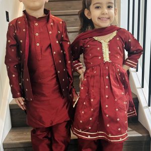 Boys Resham Riwaaz - Maroon - Image 3