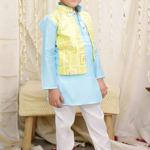 Boys Festive Fit - Yellow & Blue - Image 2