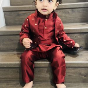 Boys Resham Riwaaz - Maroon - Image 5